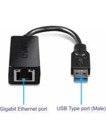 TRENDnet USB 3.0 To Gigabit Ethernet Adapter, Full Duplex 2Gbps Ethernet Speeds, Up To 1Gbps, USB-A, Windows & Mac Compatibility