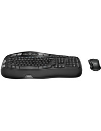 Logitech MK550 Wireless Wave Keyboard and Mouse Combo, Ergonomic Wave Design, Black - USB Wireless RF 2.40 GHz Keyboard - 117 Ke