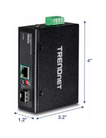 TRENDnet Hardened Industrial SFP to Gigabit UPoE Media Converter IP30 Rated Housing Includes DIN-rail & Wall Mounts Operating Te