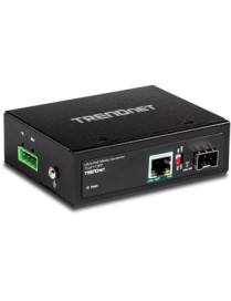 TRENDnet Hardened Industrial SFP to Gigabit UPoE Media Converter IP30 Rated Housing Includes DIN-rail & Wall Mounts Operating Te