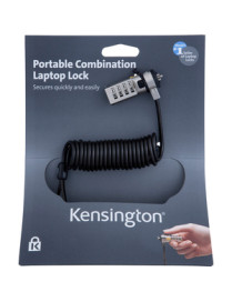 Kensington Portable Combination Laptop Lock - Resettable - 4-wheel - Gray - Carbon Steel - 6 ft