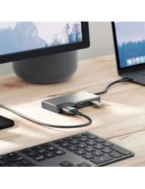 ALOGIC USB-C Fusion CORE 5-in-1 HDMI & USB Hub- 1 x HDMI@4K@60Hz, 3 x USB-A (USB3.0) 1 x USB-C (Data + PD) - Space Grey - ALOGIC