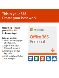 Microsoft 365 Personal - Subscription License - 1 PC/Mac, 1 Person - 12 Month - Non-commercial - Download - Handheld, Mac, PC