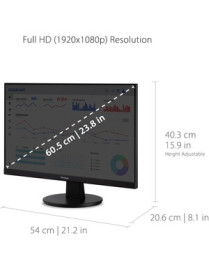 ViewSonic VA2447-MH 23.8" Full HD LED LCD Monitor - 16:9 - Black - 24.00" (609.60 mm) Class - Vertical Alignment (VA) - 1920 x 1