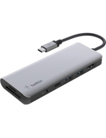 Belkin CONNECT USB-C 7-in-1 Multiport Hub Adapter - for Notebook/Tablet/Workstation/Projector/Monitor/Headphone/Microphone - 100