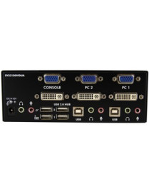 StarTech.com 2 Port DVI VGA Dual Monitor KVM Switch USB with Audio & USB 2.0 Hub - Share a keyboard and mouse as well as 1 VGA a