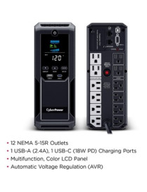 Cyber Power CyberPower Intelligent LCD BRG1500AVRLD2 1500VA Mini-tower UPS - Mini-tower - AVR - 8 Hour Recharge - 2 Minute Stand