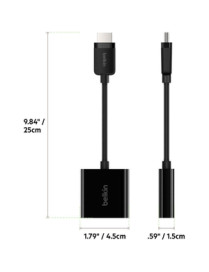 Belkin HDMI TO VGA Adapter - HDMI/USB/VGA/mini-phone A/V Cable for Audio/Video Device, TV, Monitor, Projector - First End: HDMI 