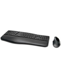 Kensington Pro Fit Ergo Wireless Keyboard/Mouse - Wireless Bluetooth/RF - Wireless Bluetooth/RF - 5 Button - Compatible with Com