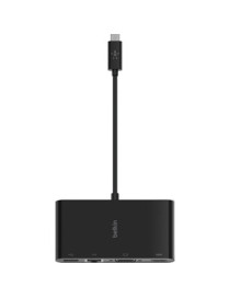 Belkin USB-C Multimedia Adapter - for Notebook/Tablet PC - USB Type C - 2 x USB Ports - 1 x USB 3.0 - USB Type-C - Network (RJ-4