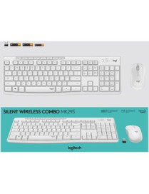 Logitech MK295 Silent Wireless Combo - USB Wireless Wi-Fi/RF - Off White - USB Wireless Wi-Fi Mouse - Off White - AA, AAA - Comp