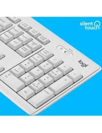 Logitech MK295 Silent Wireless Combo - USB Wireless Wi-Fi/RF - Off White - USB Wireless Wi-Fi Mouse - Off White - AA, AAA - Comp