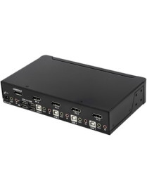 StarTech.com 4 Port DisplayPort KVM Switch - 4K 60Hz - Single Display - UHD DP 1.2 USB KVM Switch with USB 2.0 Hub & Audio - TAA