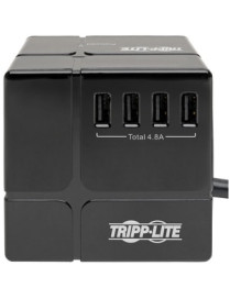 Tripp Lite Protect It! TLP366CUBEUSBB Surge Suppressor/Protector - 3 x NEMA 5-15R, 6 x USB - 1.80 kVA - 540 J - 120 V AC Input