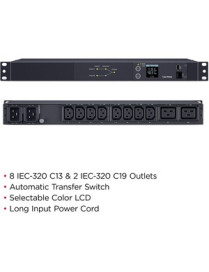 Cyber Power CyberPower Metered ATS PDU PDU24006 10-Outlets PDU - Metered - NEMA L6-20P - 8 x IEC 60320 C13, 2 x IEC 60320 C19 - 