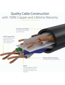 StarTech.com 30ft (9m) CAT6 Ethernet Cable, LSZH (Low Smoke Zero Halogen) 10 GbE Snagless 100W PoE UTP RJ45 Black Network Patch 