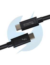 Plugable Thunderbolt 3 Cable 20Gbps Supports 100W (20V, 5A) Charging, 6.6ft/2m - 6.6 ft Thunderbolt 3 Data Transfer Cable for Ta