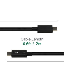 Plugable Thunderbolt 3 Cable 20Gbps Supports 100W (20V, 5A) Charging, 6.6ft/2m - 6.6 ft Thunderbolt 3 Data Transfer Cable for Ta