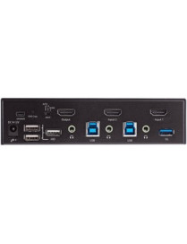 StarTech.com 2 Port HDMI KVM Switch 4K 60Hz UHD HDR, HDMI 2.0 Single Monitor, 2 Port USB 3.0 Hub, 4x USB HID, Audio, Hotkey Swit