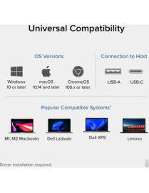 Plugable USB 3.0 Universal Laptop Docking Station Dual Monitor for Windows and Mac - (Dual Video: HDMI and DVI/VGA/HDMI, Gigabit