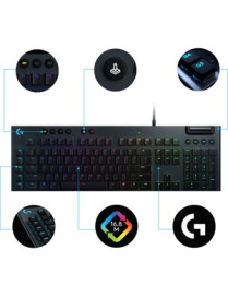 Logitech G815 LIGHTSYNC RGB Mechanical Gaming Keyboard with Low Profile GL Clicky key switch, 5 programmable G-keys,USB Passthro