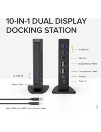 Plugable USB 3.0 and USB-C Dual 4K Display Docking Station with DisplayPort and HDMI for Windows and Mac - (Dual 4K DisplayPort 