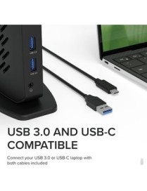 Plugable USB 3.0 and USB-C Dual 4K Display Docking Station with DisplayPort and HDMI for Windows and Mac - (Dual 4K DisplayPort 