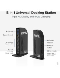 Plugable USB-C 4K Triple Display Docking Station with Charging Support for Specific USB-C and Thunderbolt 3 Windows and Mac Syst