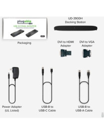 Plugable USB 3.0 Universal Laptop Docking Station for Windows and Mac - (Dual Monitor: HDMI and DVI/HDMI/VGA, Gigabit Ethernet, 