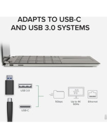 Plugable 4K DisplayPort and HDMI Dual Monitor Adapter with Ethernet for USB 3.0 and USB-C - Compatible with Windows and Mac - TA