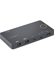 StarTech.com 2 Port Hybrid USB-A + HDMI & USB-C KVM Switch, Single 4K 60Hz HDMI 2.0 Monitor, Compact Desktop and/or Laptop HDMI 