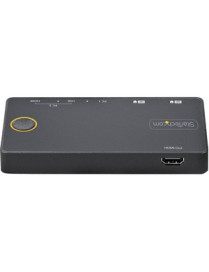 StarTech.com 2 Port Hybrid USB-A + HDMI & USB-C KVM Switch, Single 4K 60Hz HDMI 2.0 Monitor, Compact Desktop and/or Laptop HDMI 