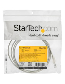 StarTech.com 6 ft CAT6 Cable - Slim CAT6 Patch Cord - Gray - Snagless RJ45 Connectors - Gigabit Ethernet Cable - 28 AWG - LSZH (