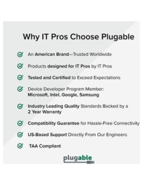 Plugable USB C Ethernet Adapter, Fast and Reliable Gigabit Connection - Compatible with Windows 10, 8.1, 7, Linux, Chrome OS, De