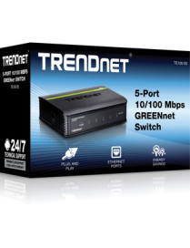 TRENDnet 5-Port Unmanaged 10/100 Mbps GREENnet Ethernet Desktop Plastic Housing Switch 5 x 10/100 Mbps Ports 1Gbps Switching Cap