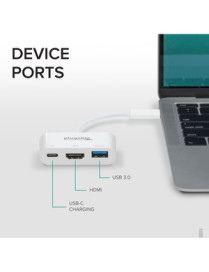 Plugable USB C to HDMI Multiport Adapter, 3-in-1 USB C Hub with 4K HDMI Output, USB 3.0 and USB-C Charging Port - Compatible wit