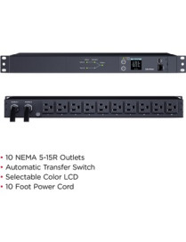 Cyber Power CyberPower Switched ATS PDU PDU24001 10-Outlets PDU - Metered - NEMA 5-15P - 10 x NEMA 5-15R - 120 V AC - Network (R