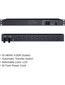 Cyber Power CyberPower Switched ATS PDU PDU24005 10-Outlets PDU - Metered - NEMA L5-20P - 10 x NEMA 5-20R - 120 V AC - 1U - Hori