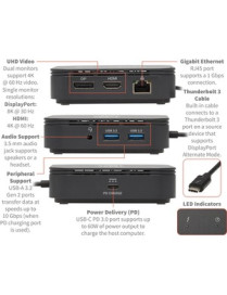 Tripp Lite MTB3-DOCK-04 Docking Station - for Notebook - 60 W - USB Type C - 4 x USB Ports - USB Type-C - Network (RJ-45) - HDMI