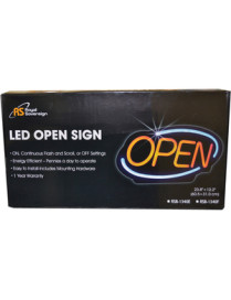 Royal Sovereign LED Open Business Sign - 1 Each - Open Print/Message - 24.40" (619.76 mm) Width x 13.40" (340.36 mm) Height - Re