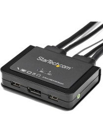 StarTech.com KVM Switchbox - 2 Port DisplayPort KVM Switch w/ built-in cables & USB Console - USB Powered control of 2 computers