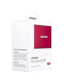 Samsung T7 MU-PC2T0R/AM 2 TB Portable Solid State Drive - External - PCI Express NVMe - Metallic Red - Gaming Console, Desktop P