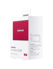 Samsung T7 MU-PC2T0R/AM 2 TB Portable Solid State Drive - External - PCI Express NVMe - Metallic Red - Gaming Console, Desktop P