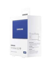 Samsung T7 MU-PC500H/AM 500 GB Portable Solid State Drive - External - PCI Express NVMe - Indigo Blue - Gaming Console, Desktop 