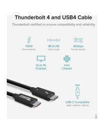 Plugable Thunderbolt 4 Data Transfer Cable - 3.3 ft Thunderbolt 4 Data Transfer Cable for Computer, Peripheral Device, Notebook,