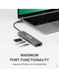 Plugable 7-in-1 USB C Hub Multiport Adapter w Ethernet Turns a Single Port into a 7-in-1 USB-C Hub - Compatible with Mac, Window