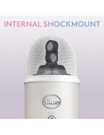 Logitech Blue Yeti Wired Microphone - White Mist - Shock Mount, Desktop, Stand Mountable - USB