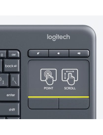 Logitech K400 Plus Wireless Touch TV Keyboard With Easy Media Control and Built-in Touchpad, HTPC Keyboard for PC-connected TV, 