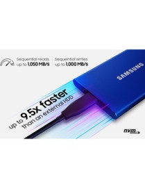 Samsung T7 MU-PC2T0R/WW 1 TB Portable Solid State Drive - External - PCI Express NVMe - Indigo Blue - Gaming Console, Desktop PC