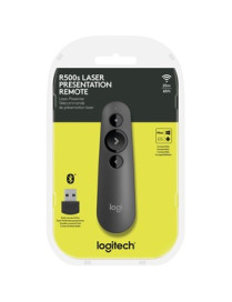 Logitech R500s Laser Presentation Remote - Laser - Wireless - Bluetooth - 2.40 GHz - Graphite, Black - USB - 3 Button(s)